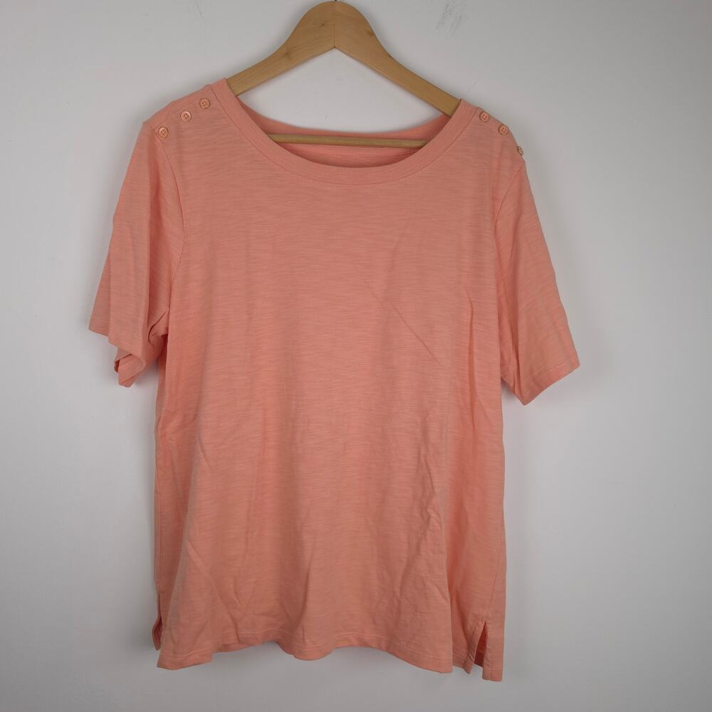 NEW Spartina 449 Shorline Shirt Coral Pink Short Sleeve Knit Size Large